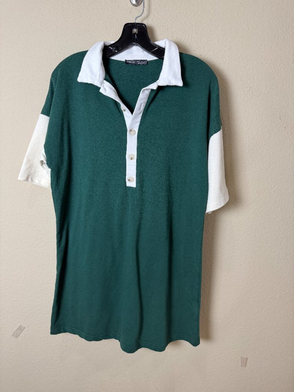 SHEIN Rugby Polo Shift Dress Tunic Colorblock Size XS Green White